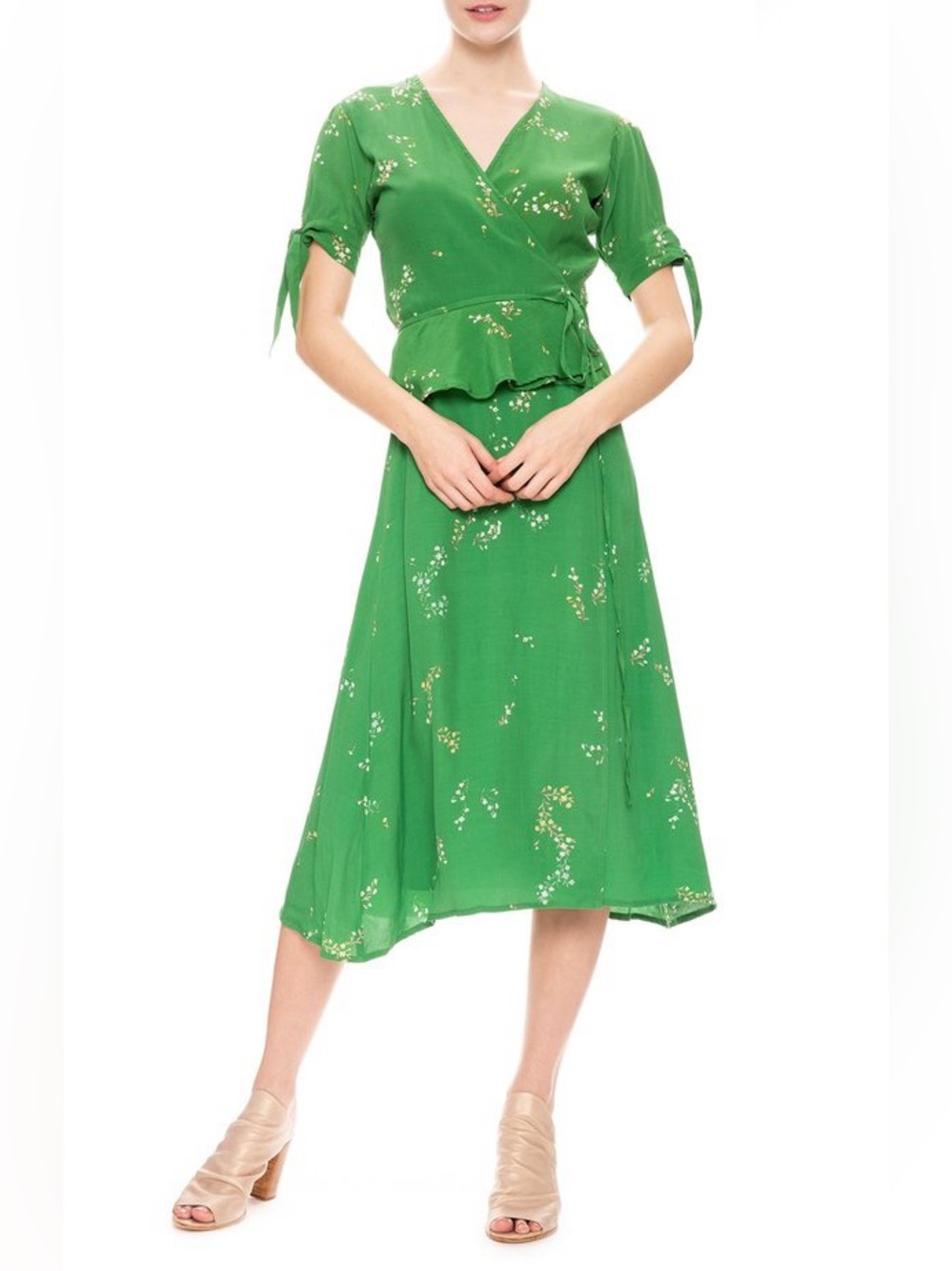 Faithfull the Brand Valois Tie Sleeve Top and Midi Skirt SET US Size 10